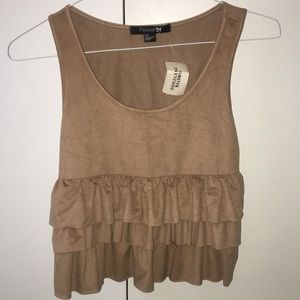 Never worn camel faux suede crop top